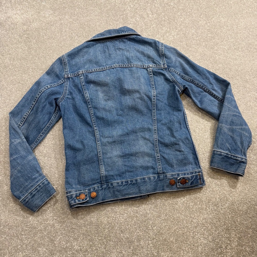 Madewell Jean Jacket Blue Denim Medium Wash Classic Button Up Trucker Coat Small - Picture 9 of 14